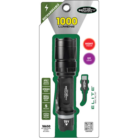 Image of Police Security Trac Tact Flashlight 1000 Lumen  With Uv